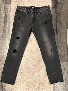 Express Men’s Skinny Jeans — Washed Black with Distressed Details